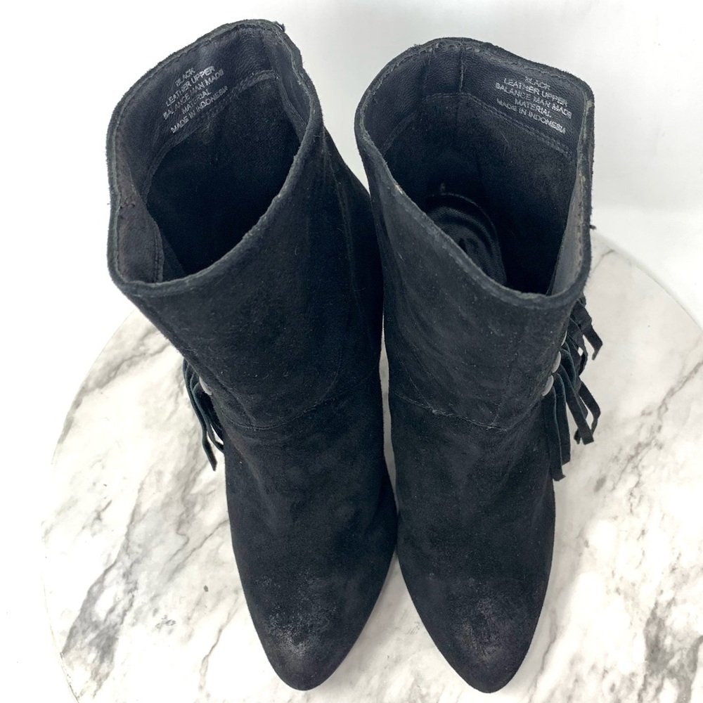 Steve Madden Tootles Fringe Stud Heeled Suede Booties 6 Western Moto Bohemian - Picture 6 of 15